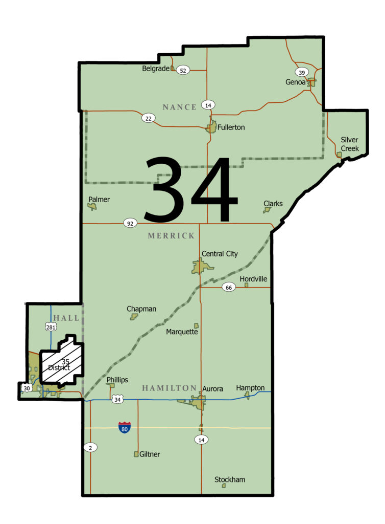 Map of Legislative District 34 in Nebraska